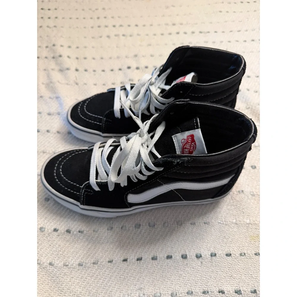 Vans Sk8-Hi High Top Sneakers Black White Skate Shoes Mens 6.5 Womens 8.0